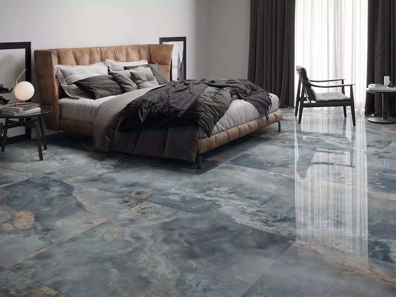 Gạch vân đá độc đáo lát nền phòng ngủ của người mệnh Thủy