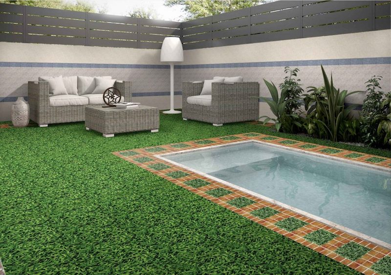 Gạch giả cỏ lát sân biệt thự mang nét đẹp thiên nhiên vào không gian (Nguồn: Sưu tầm)