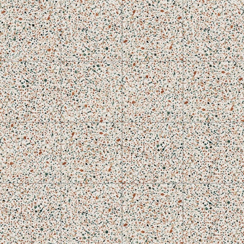 Gạch terrazzo màu be cùng đá nhỏ nhiều màu sắc