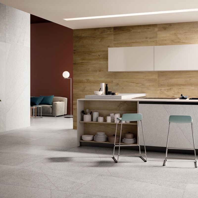 Gạch ốp tường giả gỗ cho nhà bếp