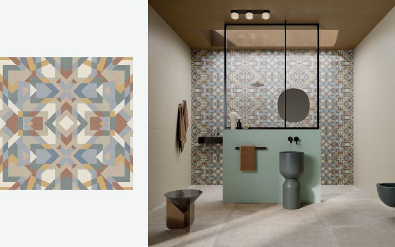 Gạch trang trí 60x120 với họa tiết cổ điển, tạo nên nét chấm phá đặc sắc cho không gian nhà tắm