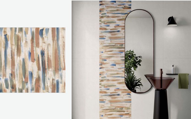 Gạch trang trí 60x120 tạo nên nét độc đáo cho không gian nhà vệ sinh