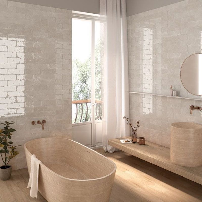 Gạch thẻ màu trắng ốp tường nhà tắm
