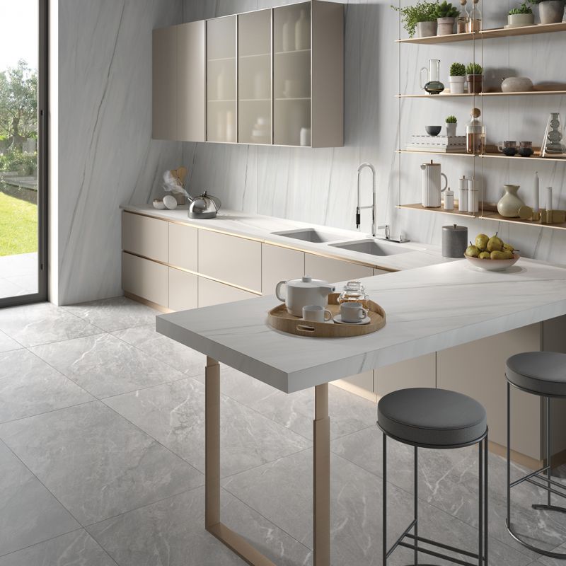 Gạch ốp tường giả đá trắng cho phòng bếp