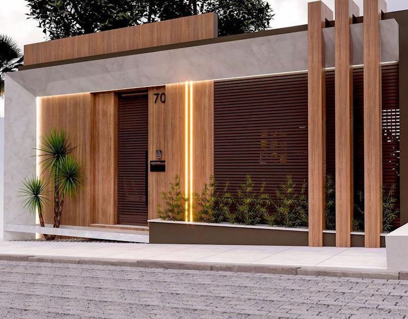 Gạch giả gỗ ốp tường cổng (Nguồn: Sưu tầm)