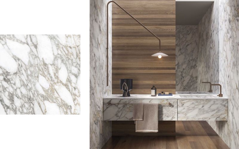 Mẫu gạch Terrazzo với vân đá lớn được ứng dụng để ốp tường nhà vệ sinh
