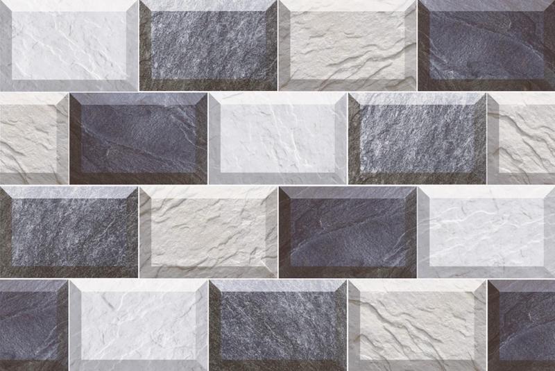 Mẫu gạch vân đá 3D mang họa tiết của những viên gạch thẻ nhiều màu sắc trung tính, sang trọng