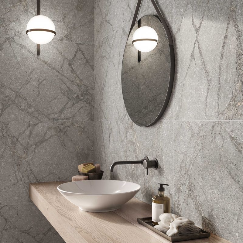 Gạch vân đá marble màu xám vân đen