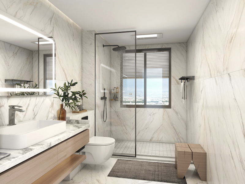 Gạch khổ lớn ốp tường 750x1500mm làm tăng thêm vẻ sang trọng cho không gian