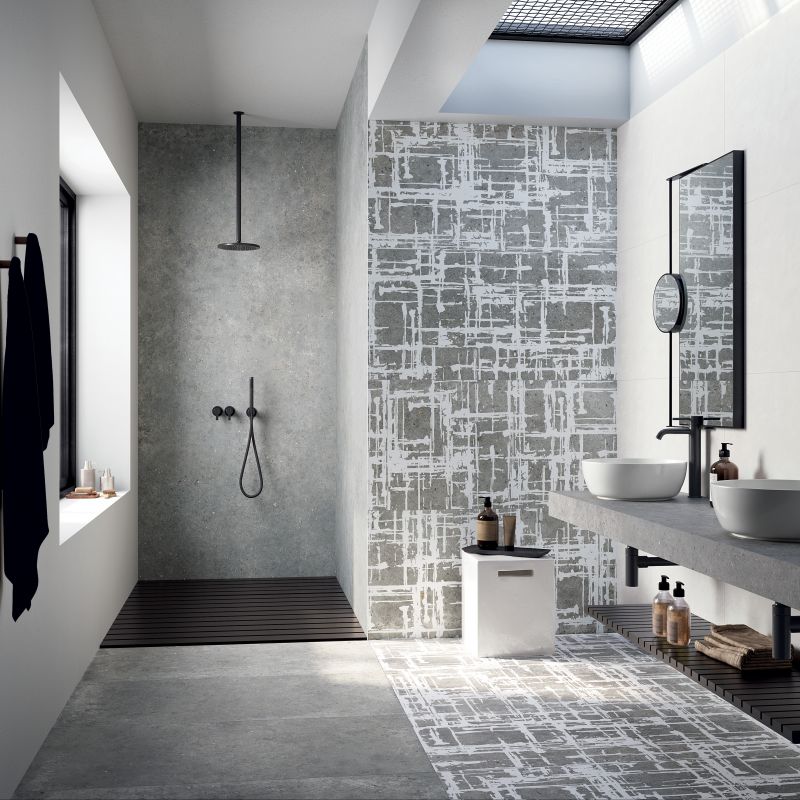 Gạch vân xi măng ốp tường nhà tắm
