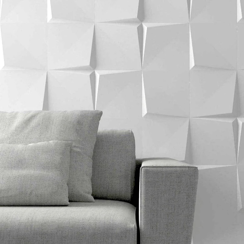 Gạch 3D với hình khối nổi bật ở không gian phòng khách (Nguồn: Sưu tầm)