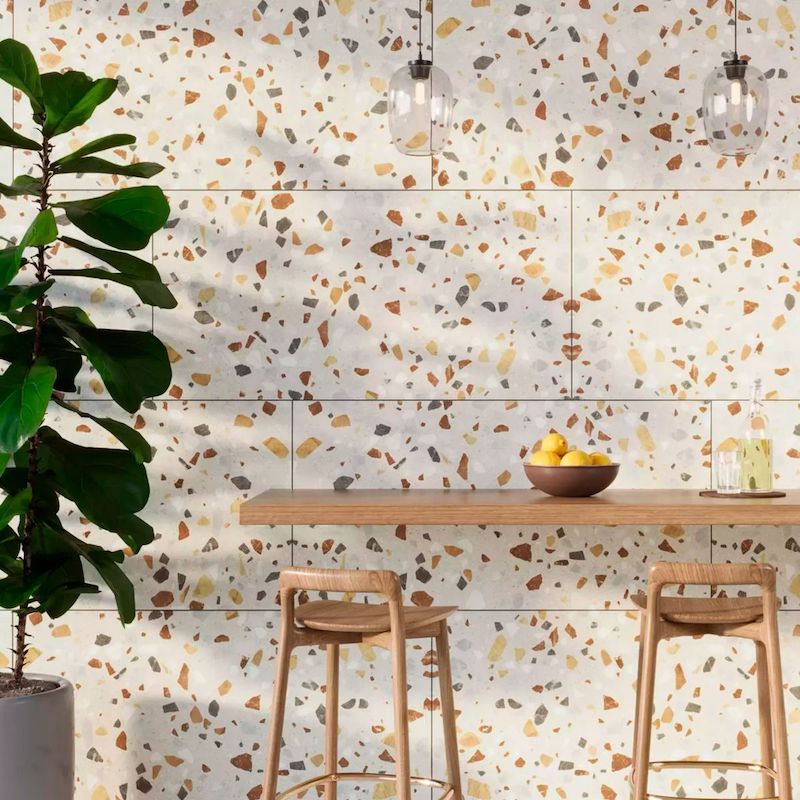 Gạch Terrazzo ốp tường quán cà phê tạo nên nét đẹp ấn tượng, độc đáo cho không gian (Nguồn: Sưu tầm)