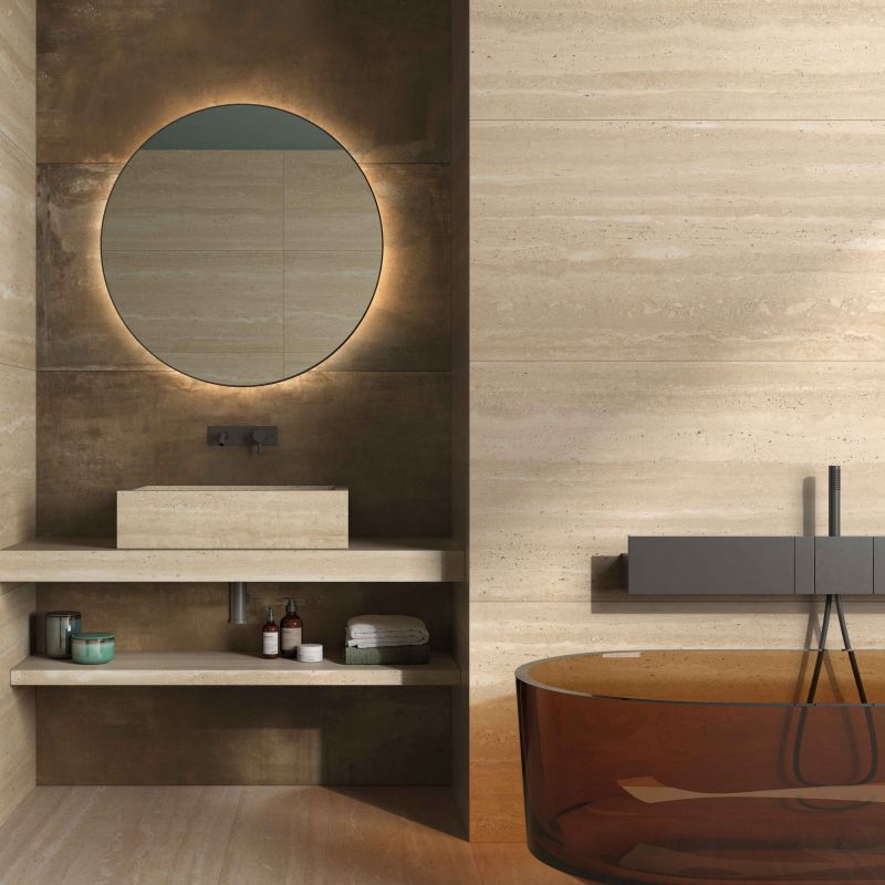 Gạch Travertine Marble ốp tường phòng tắm