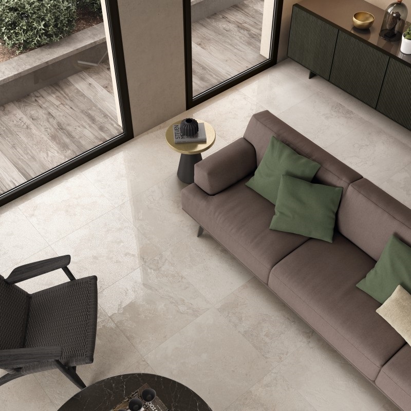 Với kích thước 60x60, gạch lát nền sẽ giúp phòng khách trông rộng rãi và hiện đại hơn