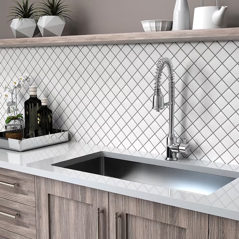 Gạch thẻ hình thoi trang trí tường nhà bếp (Nguồn: Sưu tầm)
