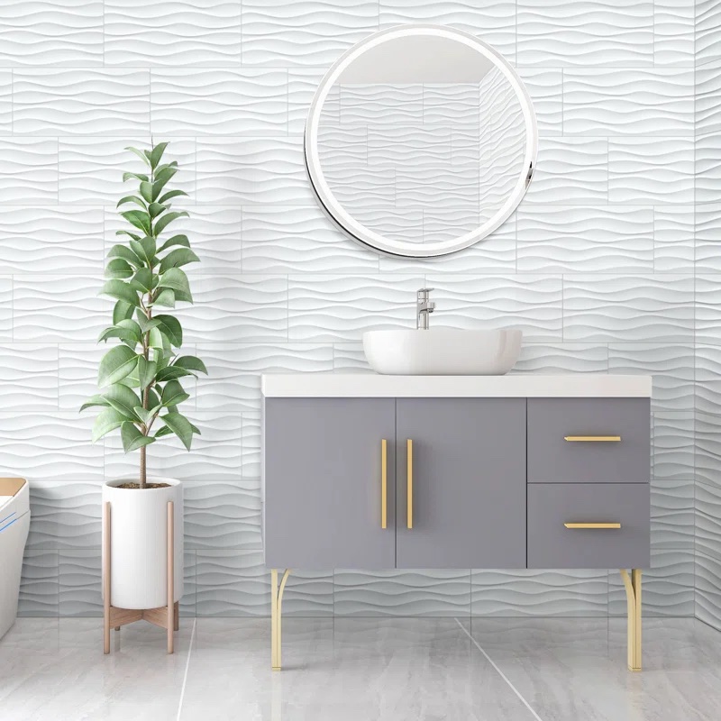 Gạch 3D gợn sóng trang trí nhà vệ sinh (Nguồn: Sưu tầm)