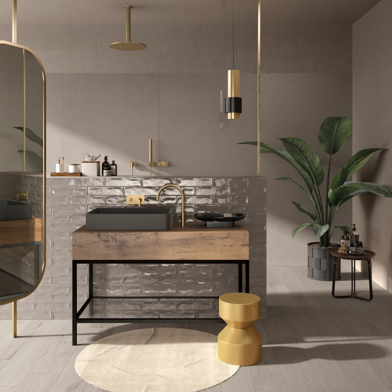 Gạch thẻ ốp kiểu so le trang trí nhà vệ sinh