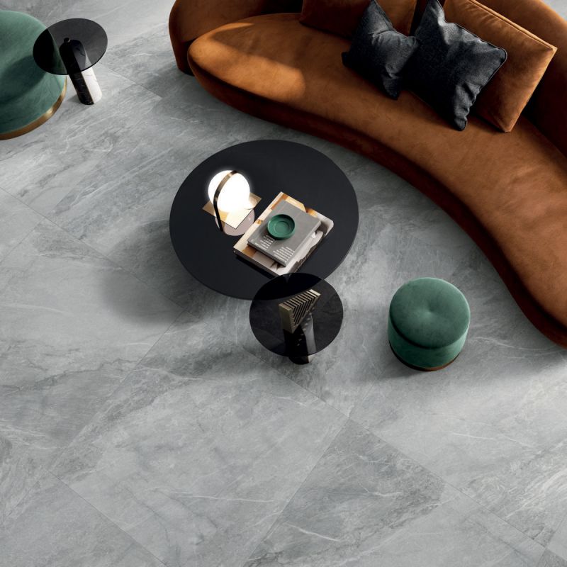 Gạch xám vân đá lát nền trang trí phòng khách