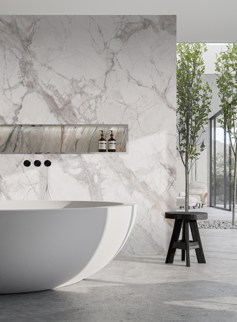 Gạch trang trí màu trắng vân đá xám mạnh mẽ cho toilet 