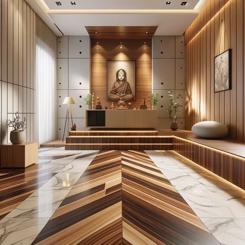 Gạch men bóng mờ có khả năng phản chiếu ánh sáng tốt, thường được ứng dụng cho những phòng thờ có diện tích nhỏ (Nguồn: Sưu tầm)