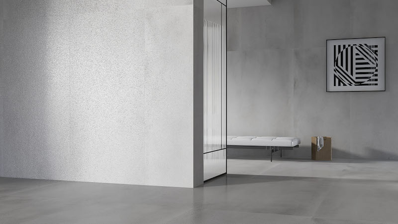 Gạch Porcelain màu xám ốp tường bảo vệ độ bền cho không gian