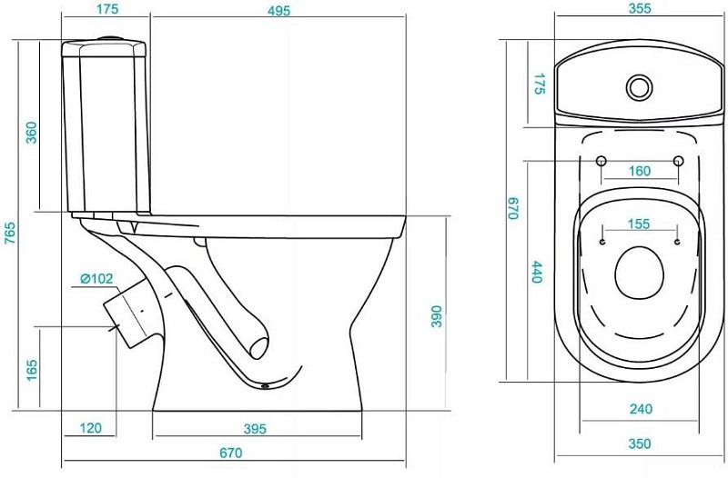 Kích thước của bồn cầu 1 khối (Nguồn: Sưu tầm)
