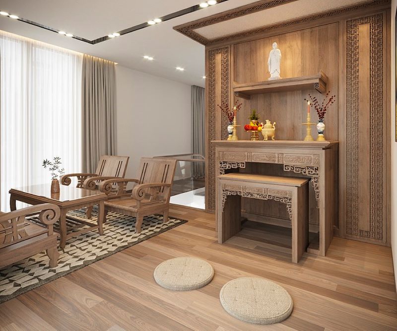 Phòng thờ màu nâu phù hợp với người mệnh Thổ (Nguồn: Sưu tầm)