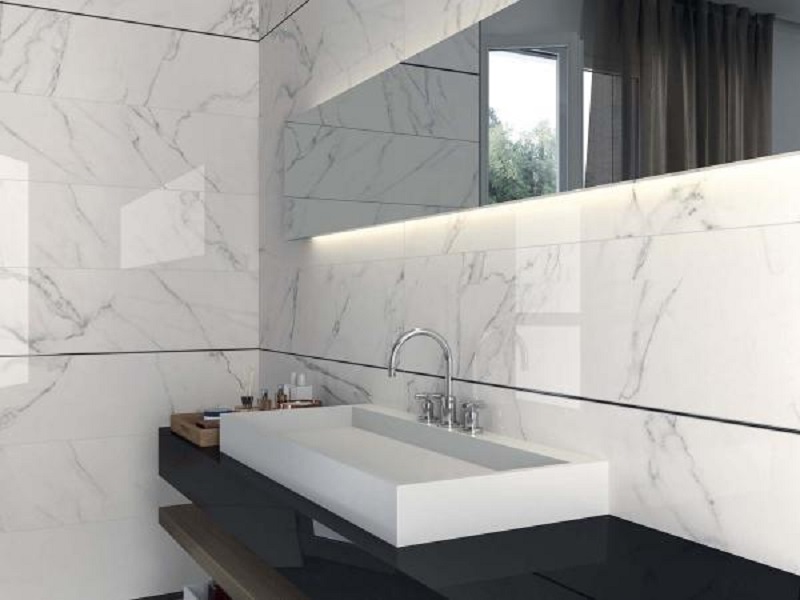 Gạch vân đá trắng ốp tường Divo tô điểm thêm sự tinh tế, sang trọng cho không gian