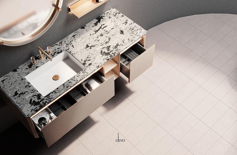 Bộ tủ gương Divo hài hòa trong không gian nhà vệ sinh
