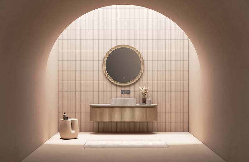 Tủ lavabo hiện đại cùng tông màu hồng lãng mạn