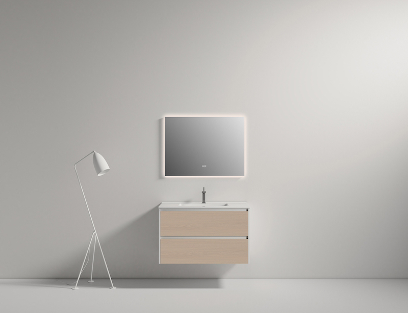 Bộ tủ lavabo màu hồng kết hợp với tủ đựng đồ