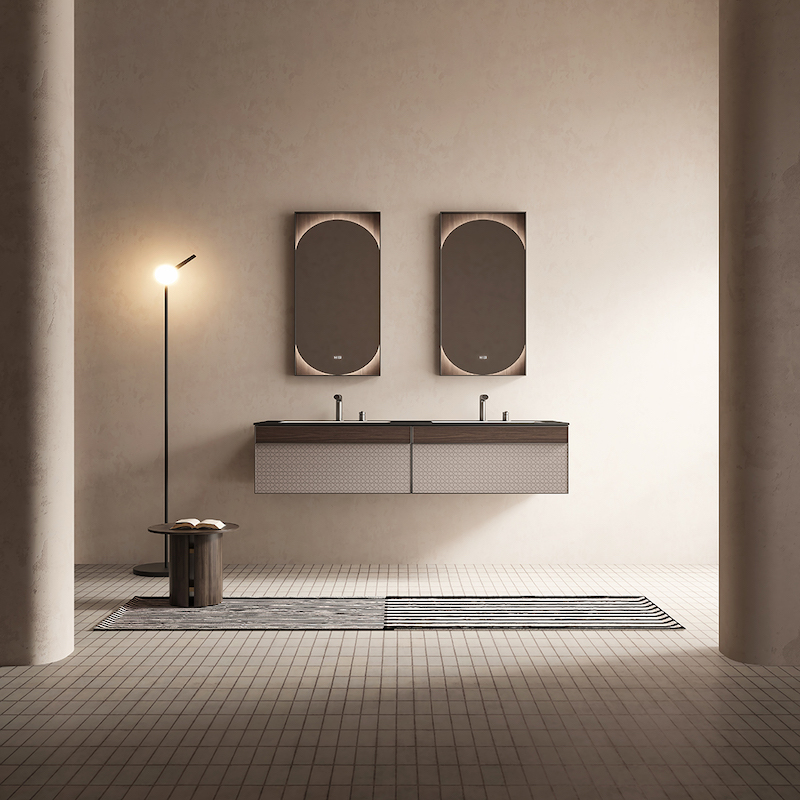 Bộ tủ lavabo màu be nâu sang trọng