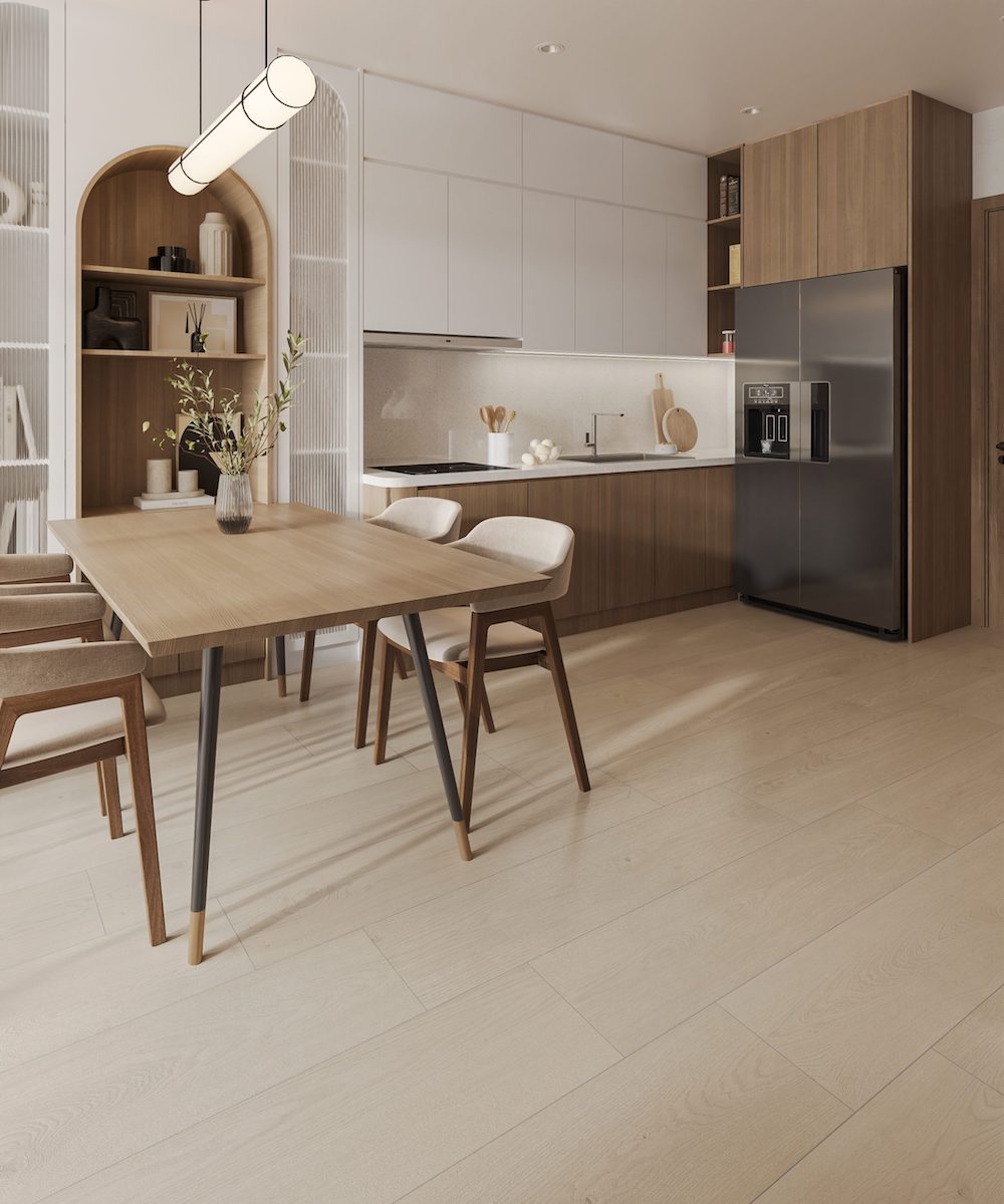 Gạch 30×120 tạo chiều sâu và nhịp điệu thị giác cho không gian từ Divo Ceramica