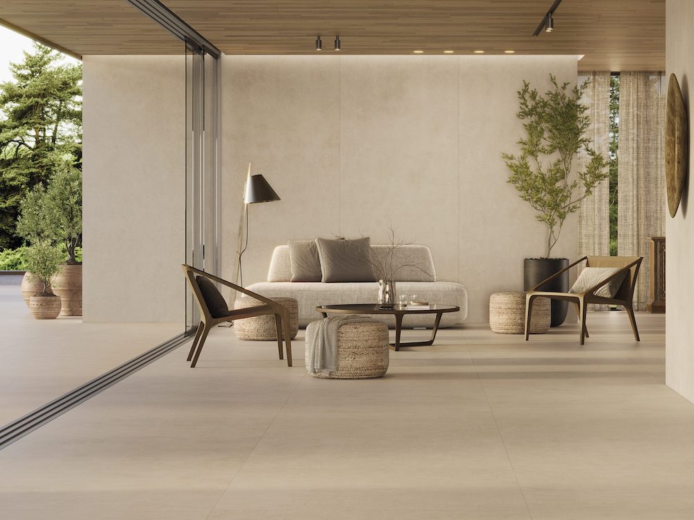Gạch vân xi măng 60x60 cho phòng khách từ Divo Ceramica