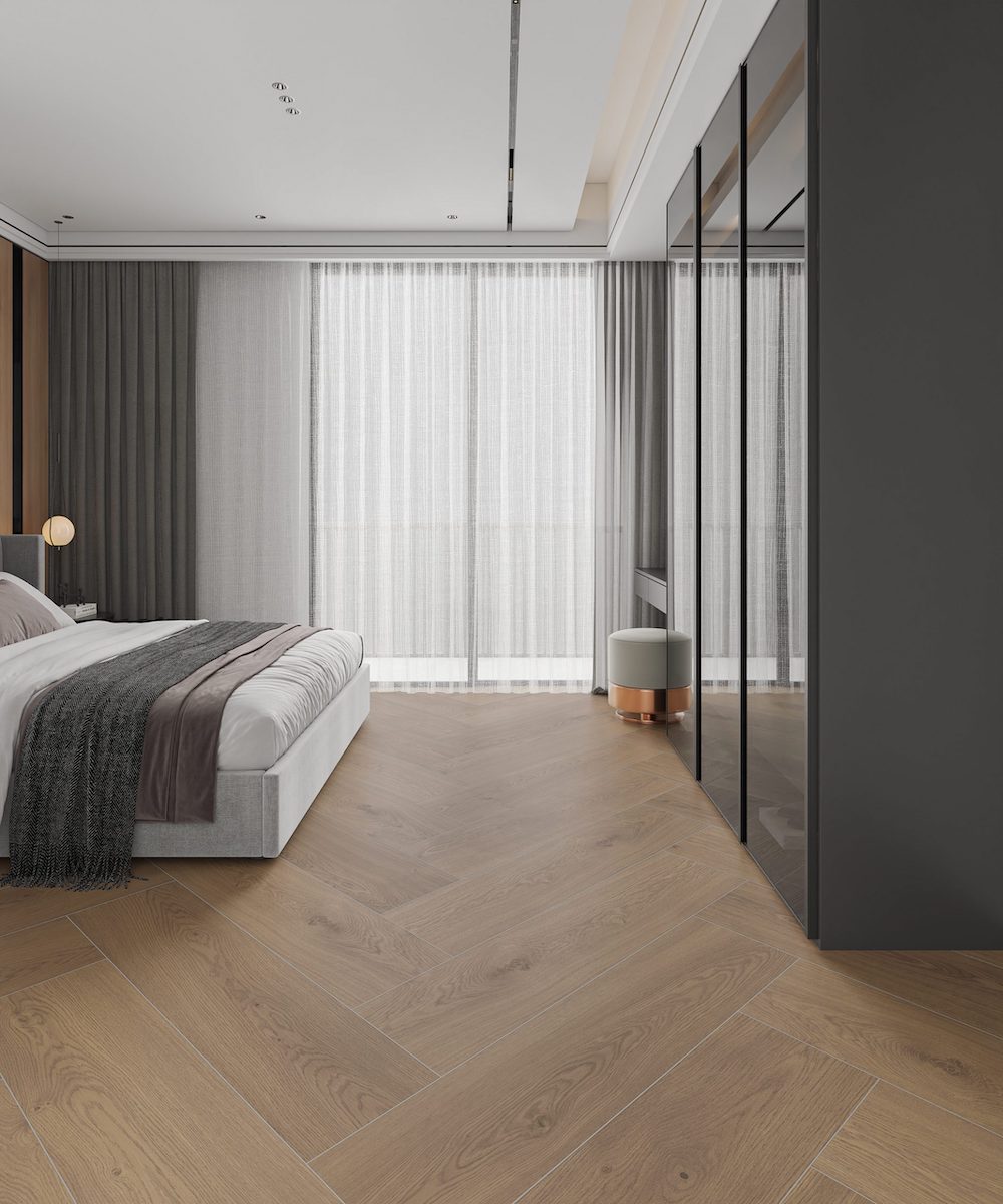Gạch giả gỗ tạo không gian ấm áp cho phòng ngủ từ Divo Ceramica