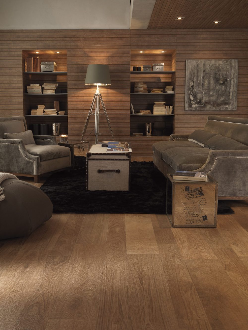 Gạch vân gỗ 30×120 khiến phòng khách trông ấm cúng hơn từ Divo Ceramica