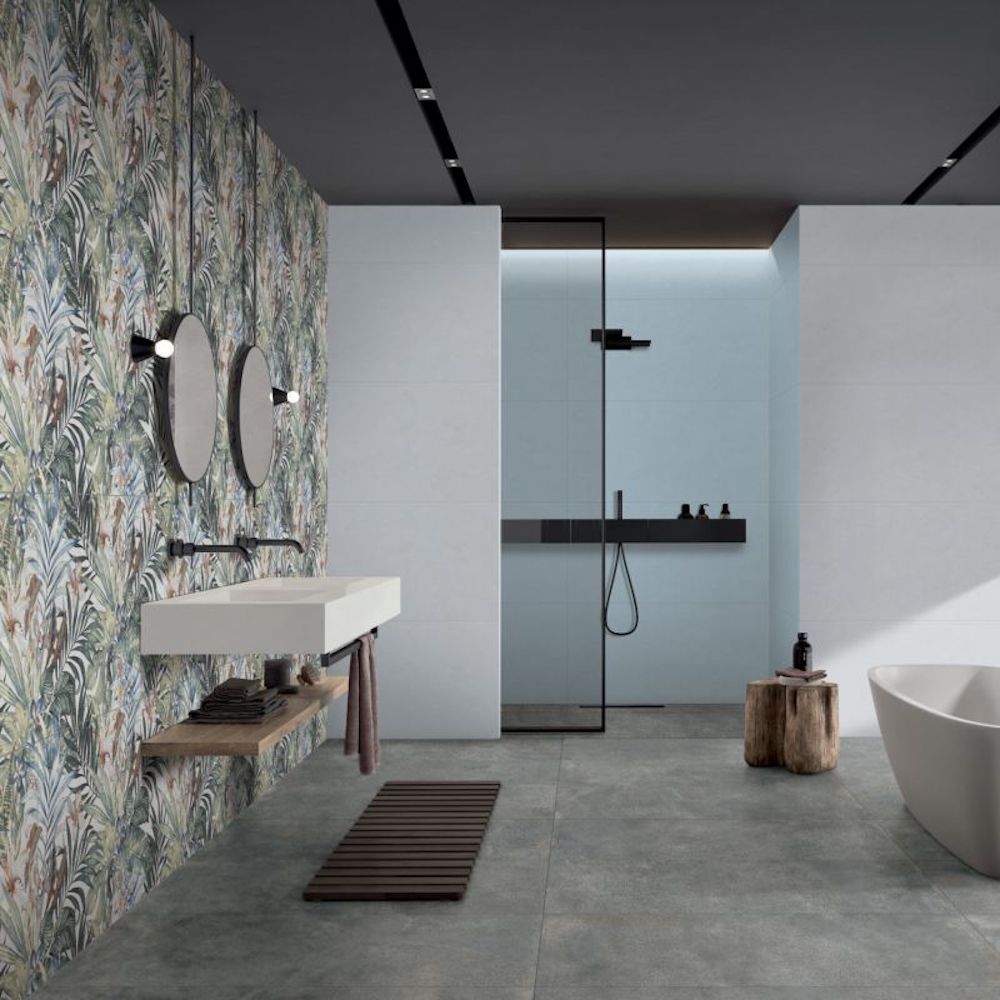 Mẫu gạch Cloud thuộc nhóm gạch vân xi măng tone xám khói từ Divo Ceramica